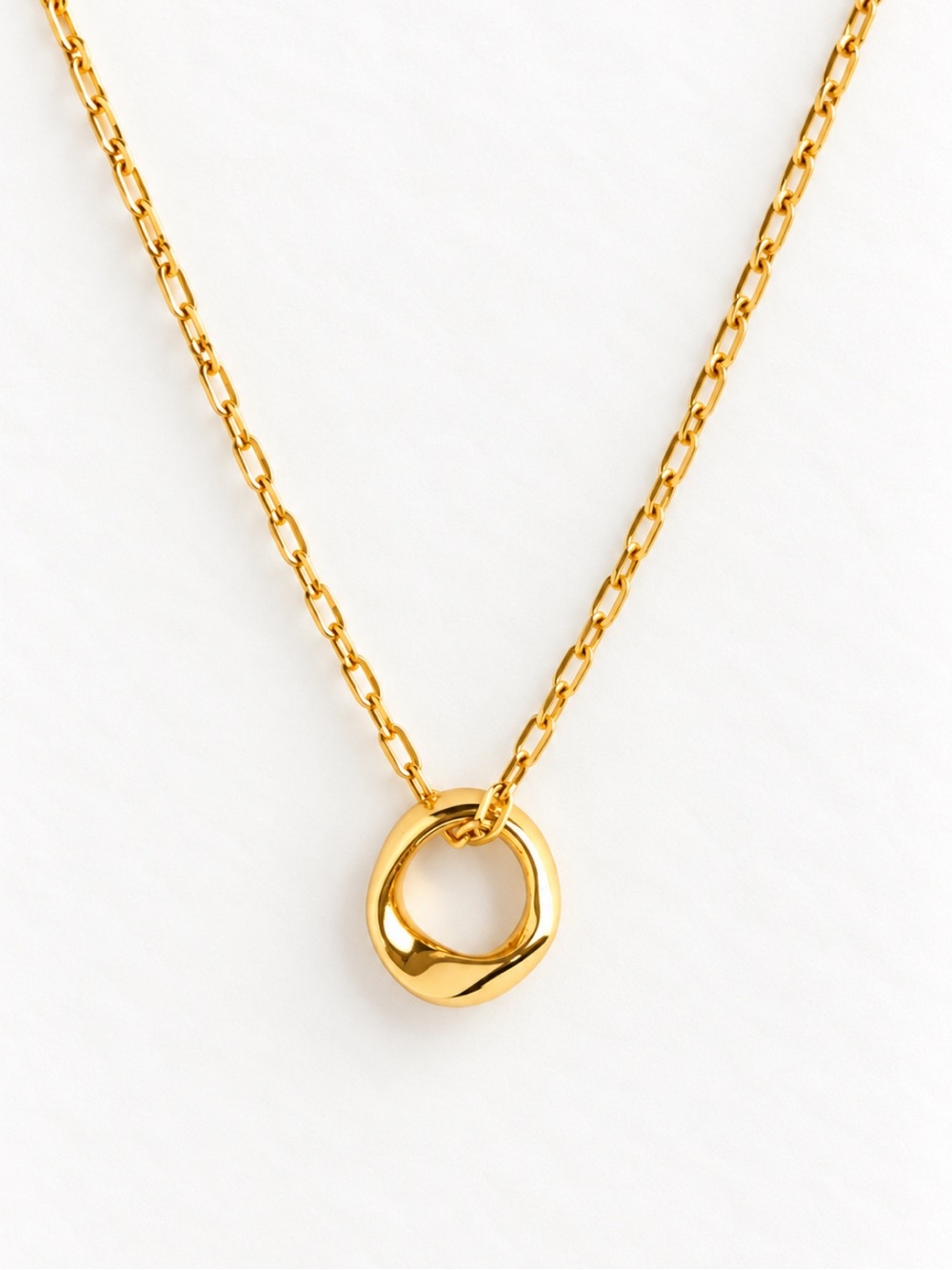 18K Gold Plated Small Circle Twist Minimalist Layering Necklace